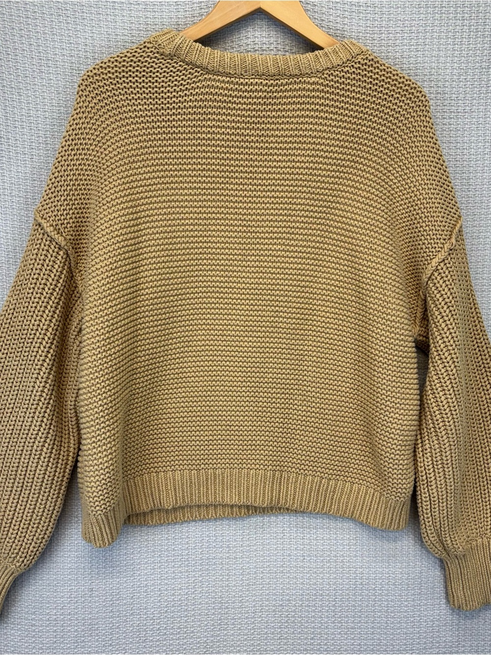 Free People Dream Tan Cable Knit Sweater Women Med Fisherman Nautical Preppy - Picture 7 of 10